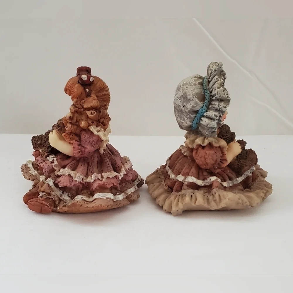 Vintage Resin Victorian Children with Teddy Bears Figurines